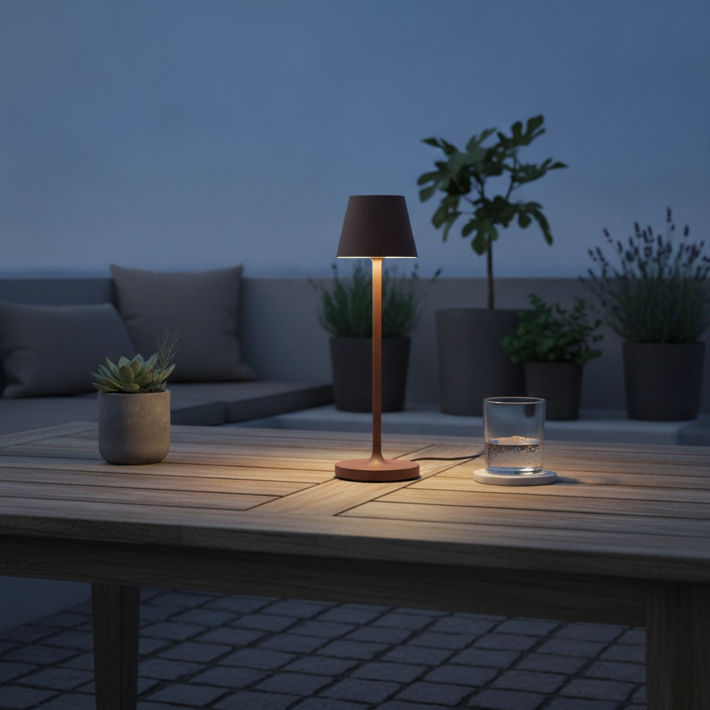 Table lamp Petit Rusty brown rechargeable