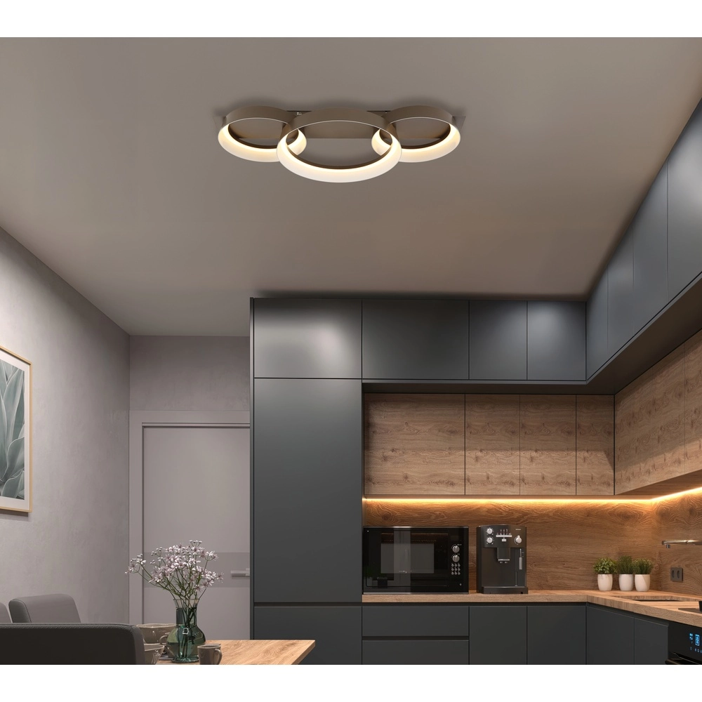 Sleek ceiling lamp Syrakus coffee brown 3 rings Globo 9007371576081
