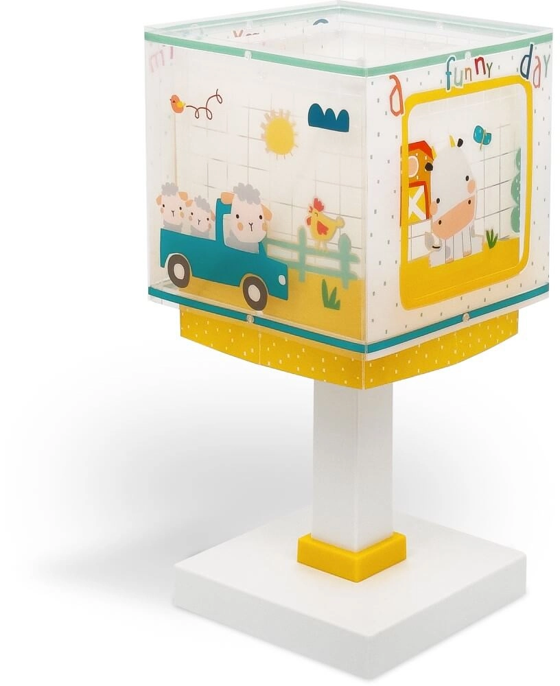 Children's room table lamp My Farm yellow with white