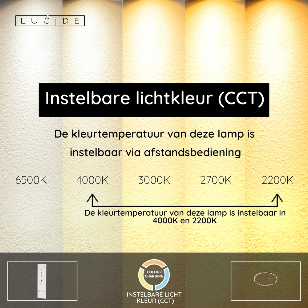 Design ceiling lamp Applause Ø 60cm - coffee brown - with remote control Premium by Lucide 5411212221810