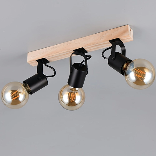 Ceiling lamp 3-lights Lynar black with wood Trio 4017807671995