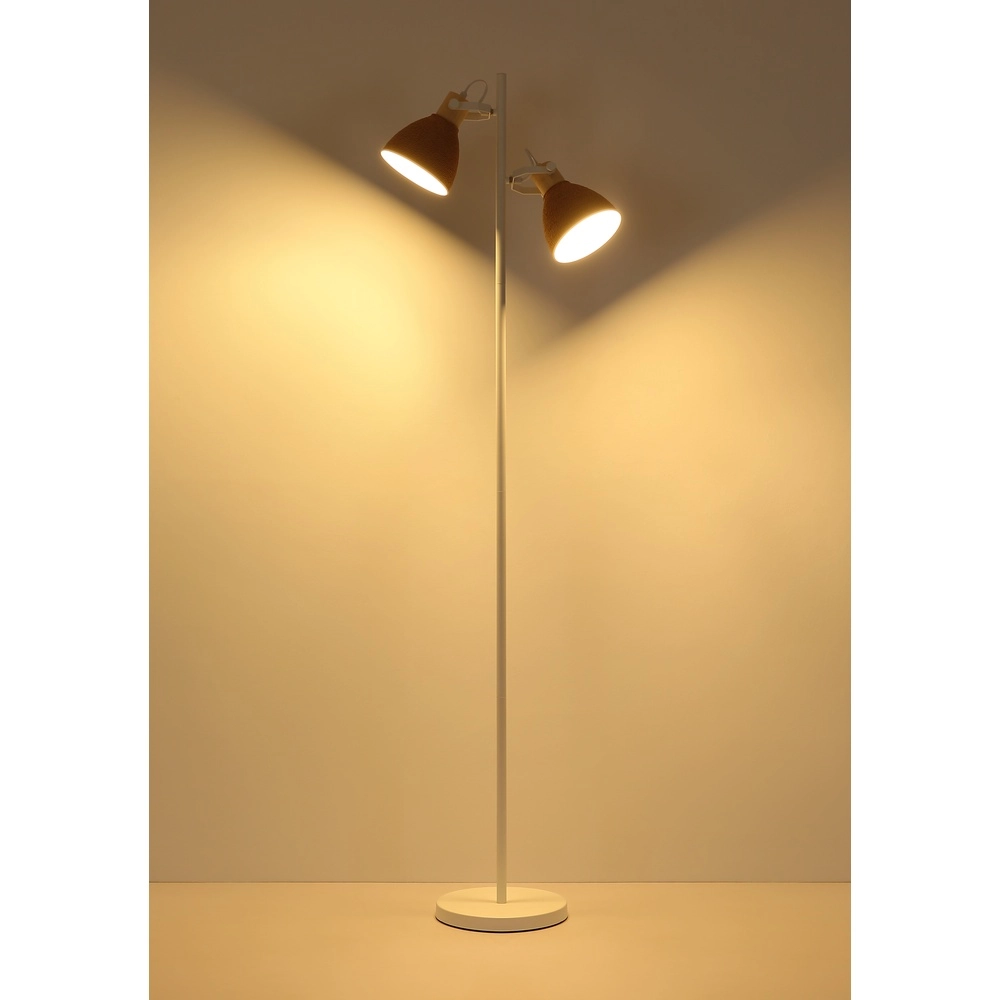 Floor lamp Lyndon White with rattan Globo 9007371580903