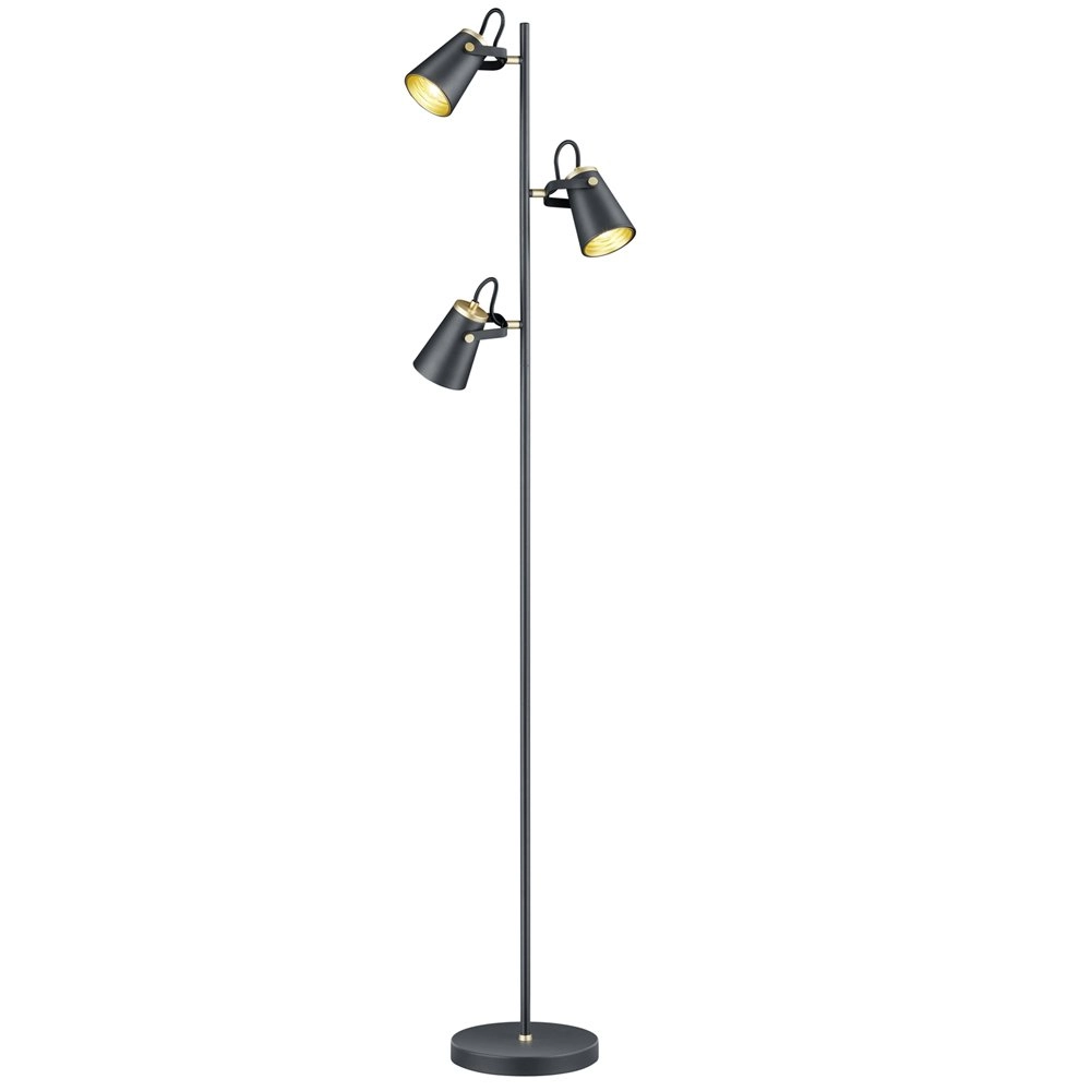 Reading lamp Edward 3-light black with gold