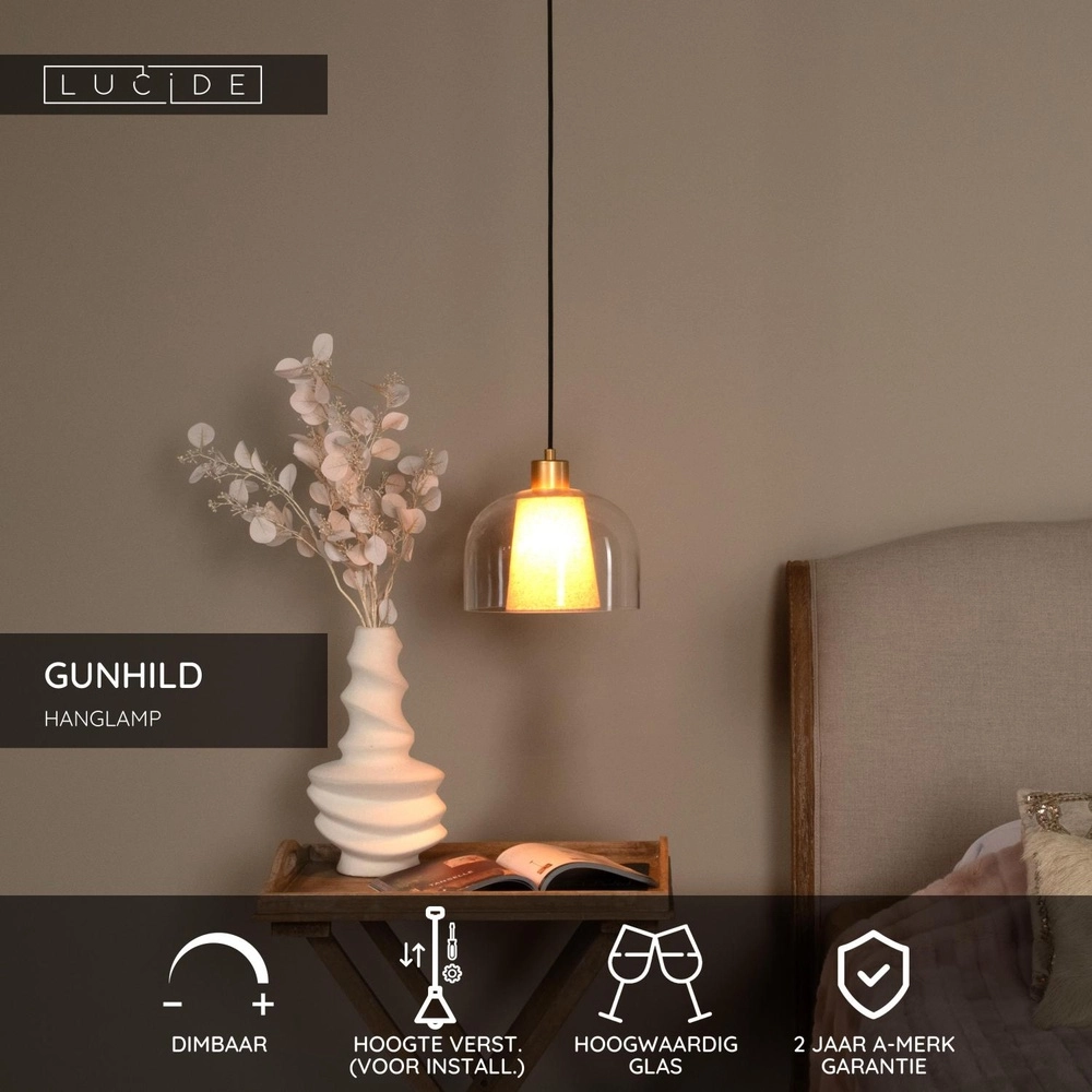 Design pendant lamp Gunhild Gold Lucide 5411212303349