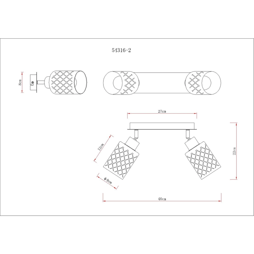 Design ceiling lamp Alonso 2-light black Globo 9007371566259