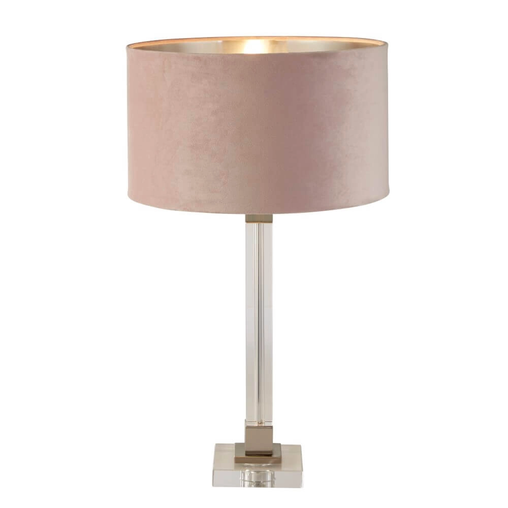Design table lamp Scarborough Gold with pink shade Searchlight 5053423257082