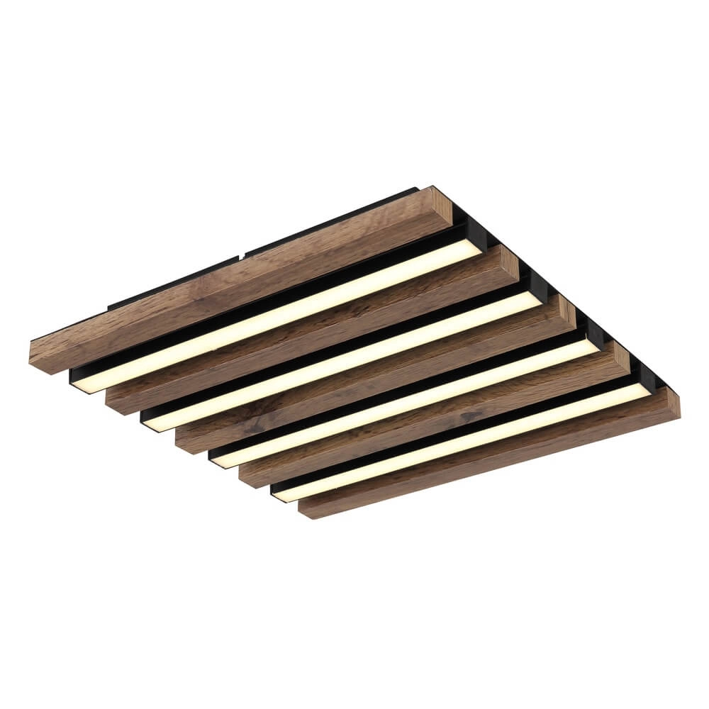 Ceiling lamp Hayden black with wood square 30cm