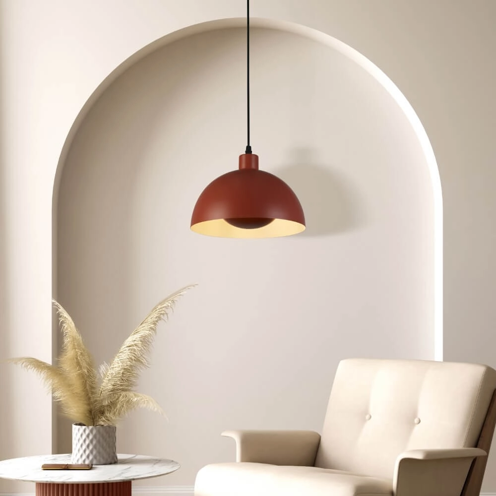 Orange pendant lamp Mars shade 31cm high Searchlight 5053423274317