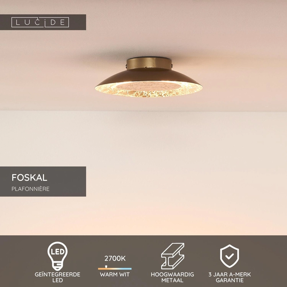 Ceiling lamp Foskal Ø 21.5cm gold Lucide 5411212791221