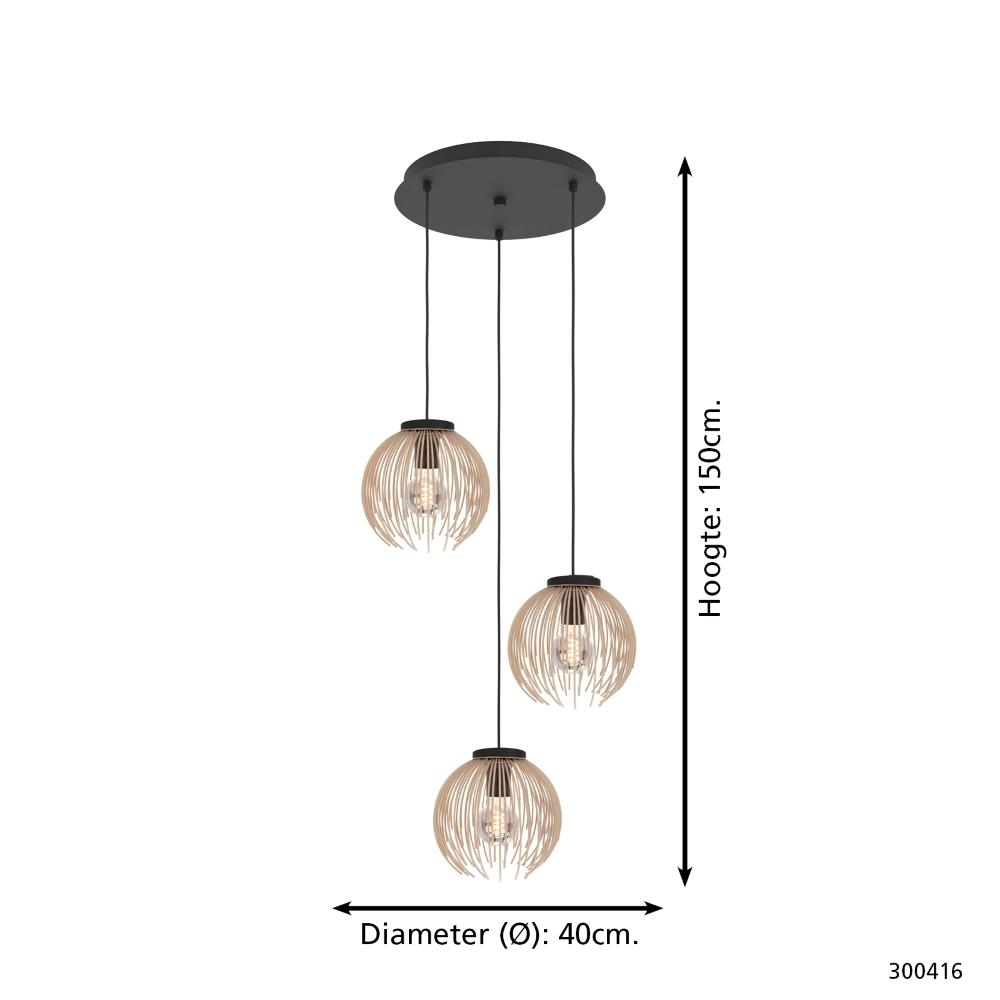 Design pendant lamp Alhabia 3-light Ø 49.5 sand brown Stars of Light 9008606353125