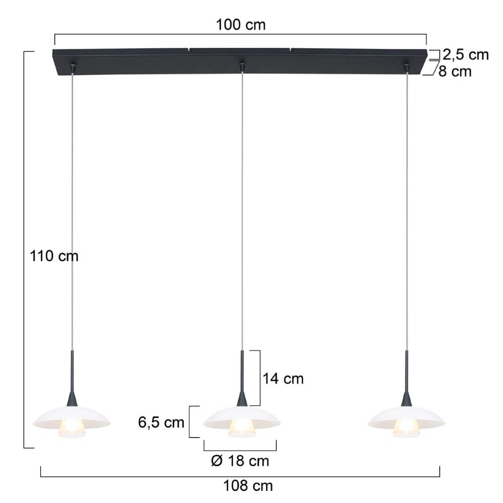 3-light pendant lamp Tallerken Steinhauer 8712746133554