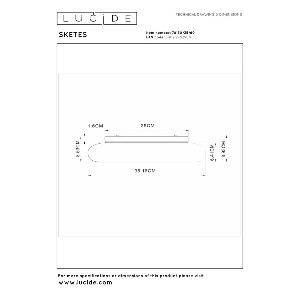 Ceiling light Sketes transparent Ø 35,2cm Lucide 5411212782908