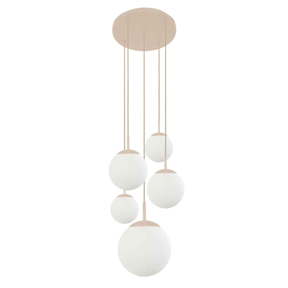 5-light vide pendant lamp Bollique Sand with opal glass