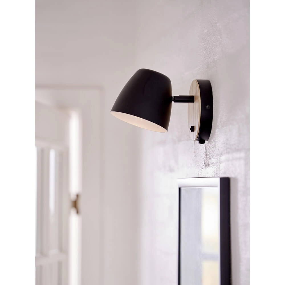 Wall light Theo black with wood Nordlux 5704924005688