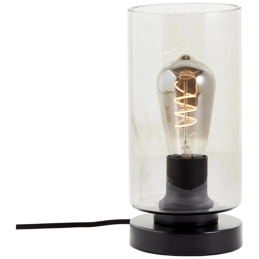 Table lamp Mesmer black with smoke glass