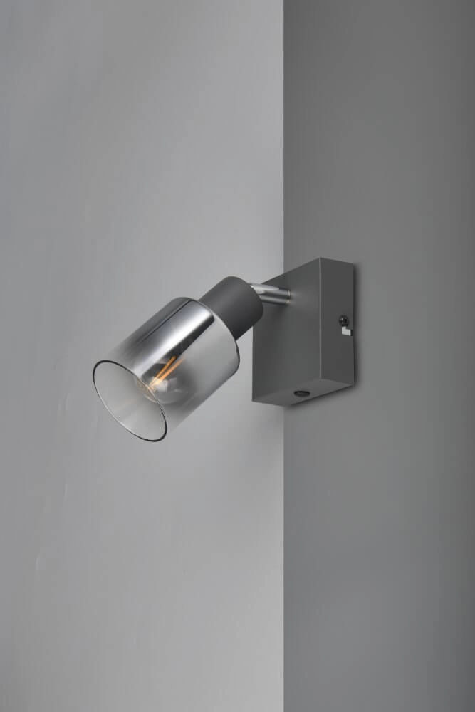 Black wall light Cadiz with smoke glass Trio 4017807615753