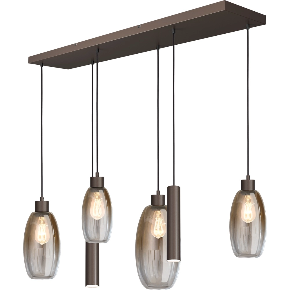 Glass pendant lamp Olive 4x glass - 2x Run - cocoa