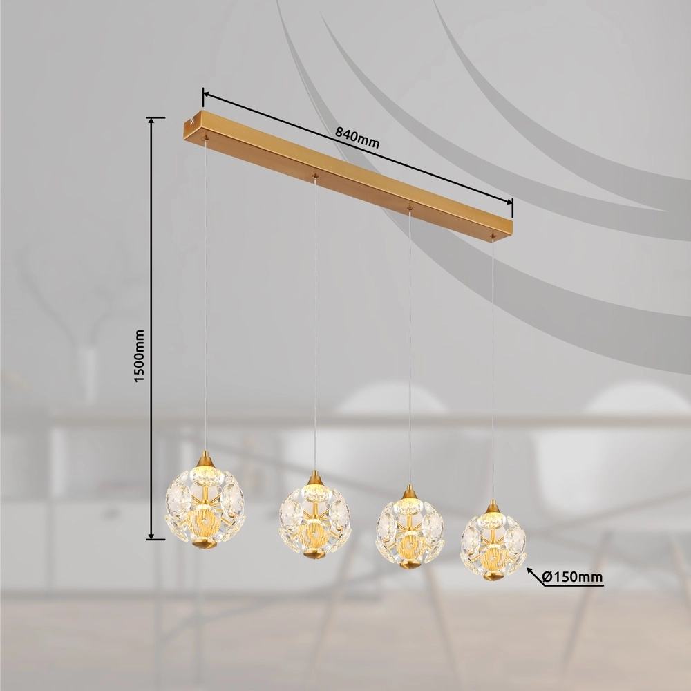 4-light pendant lamp Virina Gold Globo 9007371452620