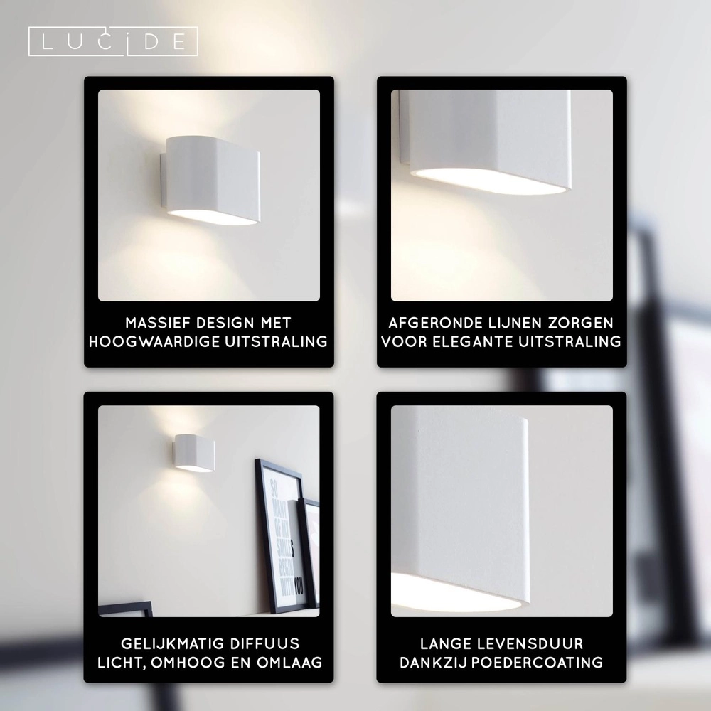 Wall lamp Xera 16cm white Lucide 5411212233691