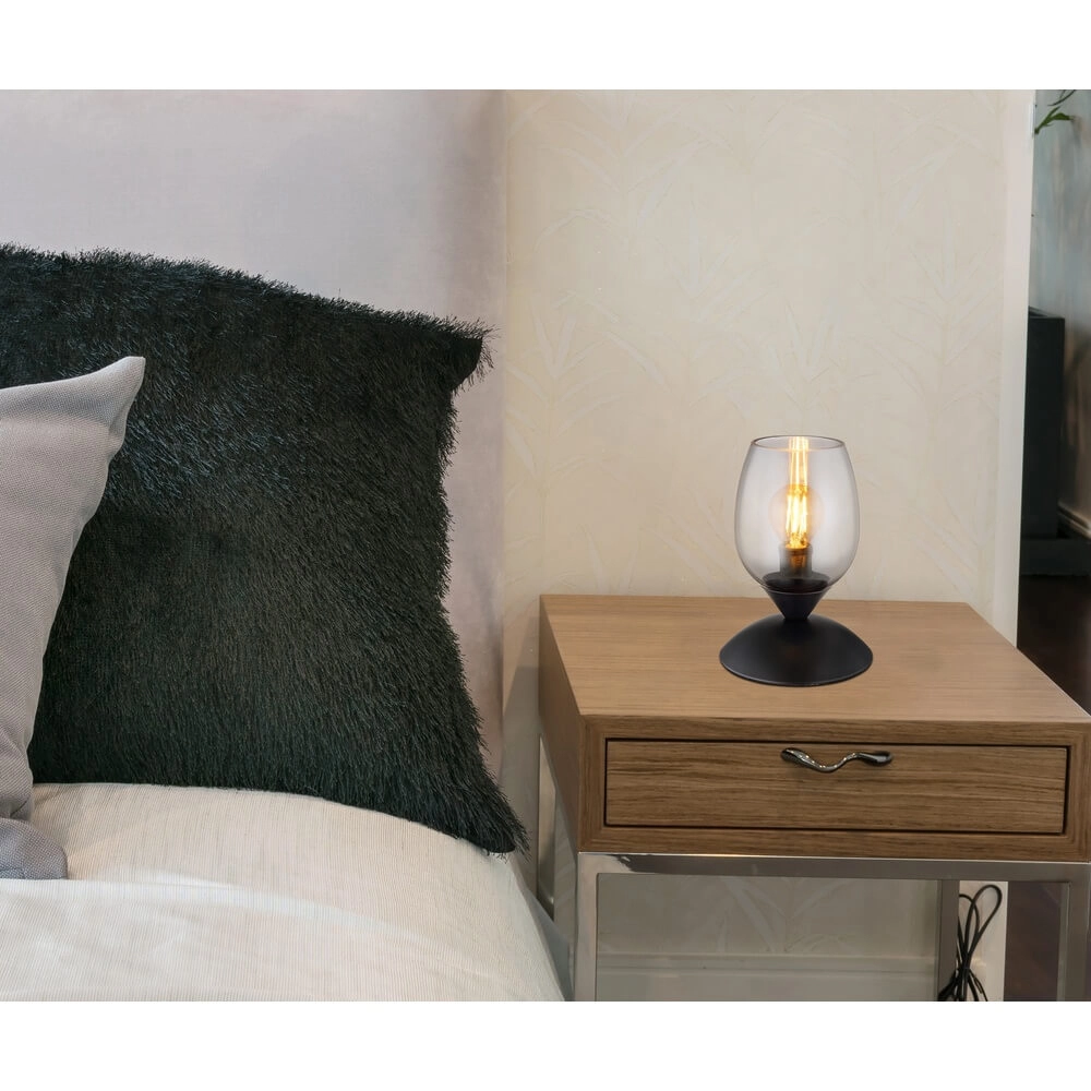 Table lamp Kuwaita black with smoke glass Globo 9007371452989