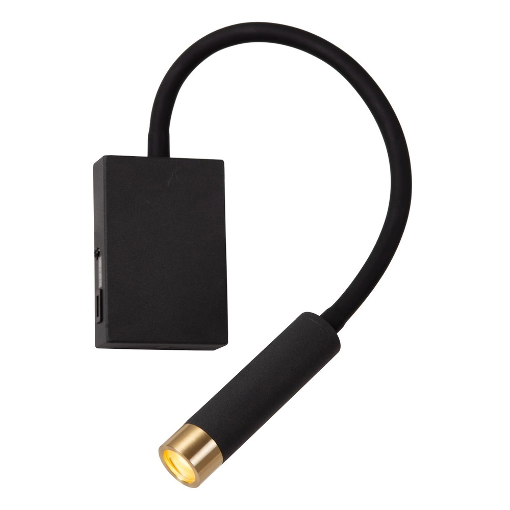 Bedside lamp Alec black with USB port Lucide 5411212031952