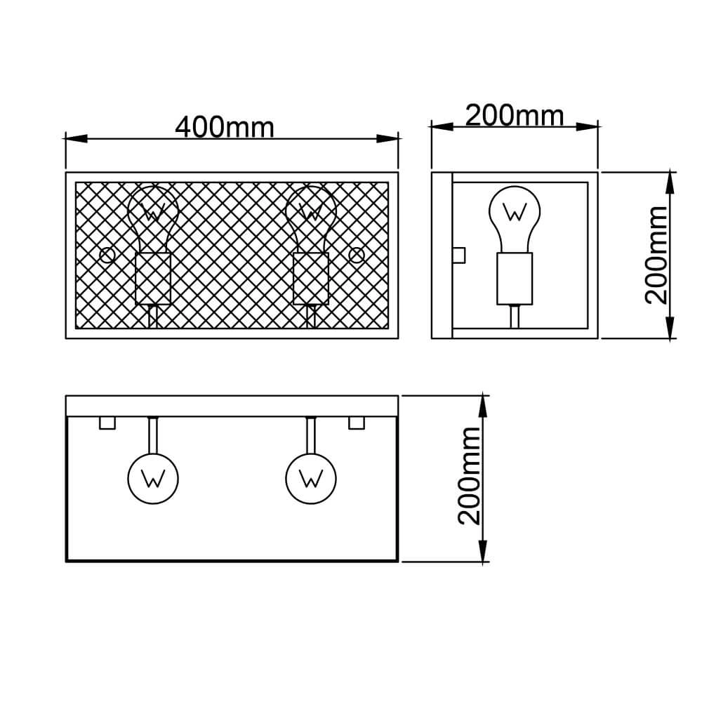 Square wall lamp Maze 2x E27 black Brilliant 4004353409509