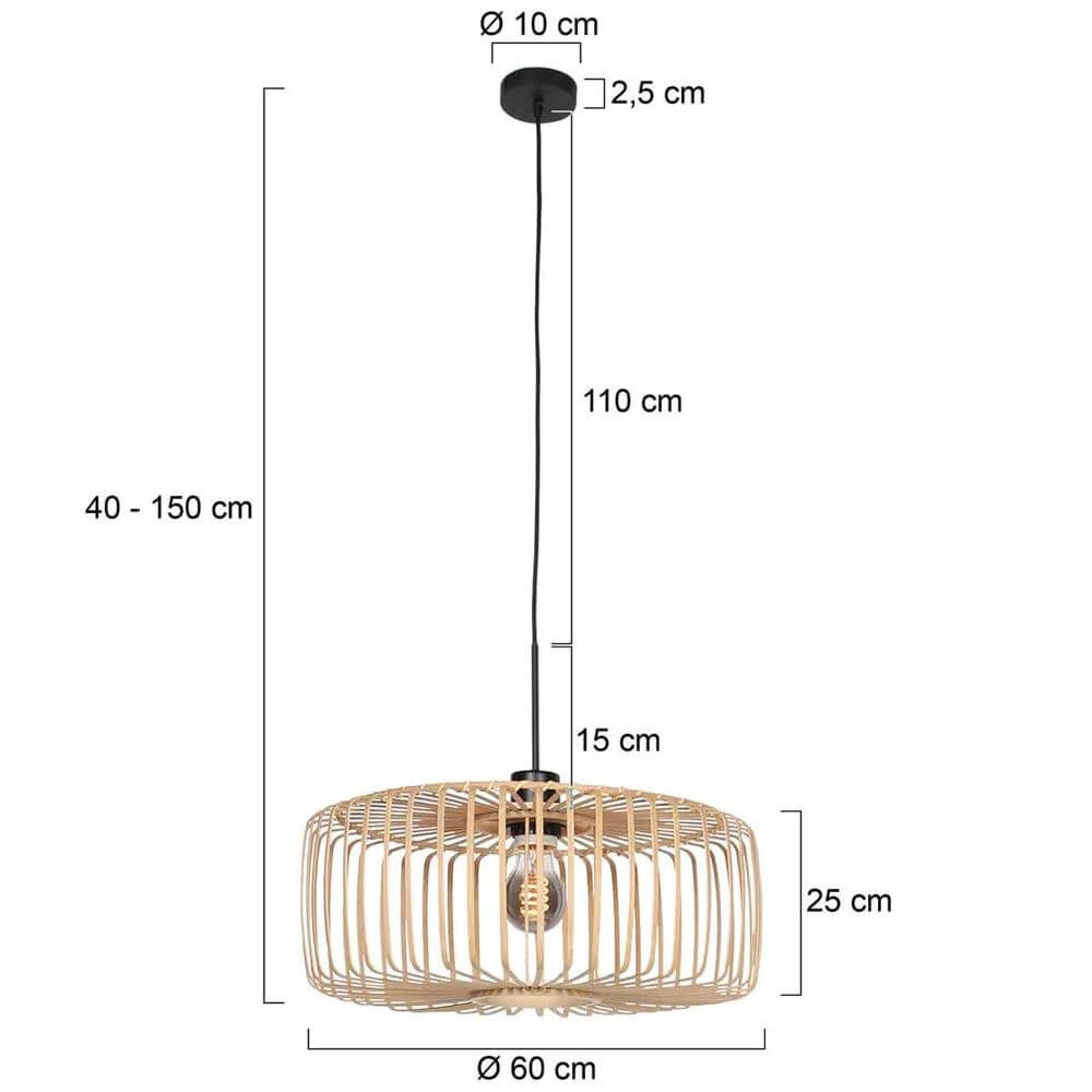 Bamboo pendant lamp Bloeba Ø 60cm Steinhauer 8712746177244