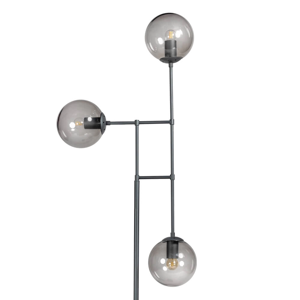 Design floor lamp Davina 3-light black with smoke glass ETH 8720195302766