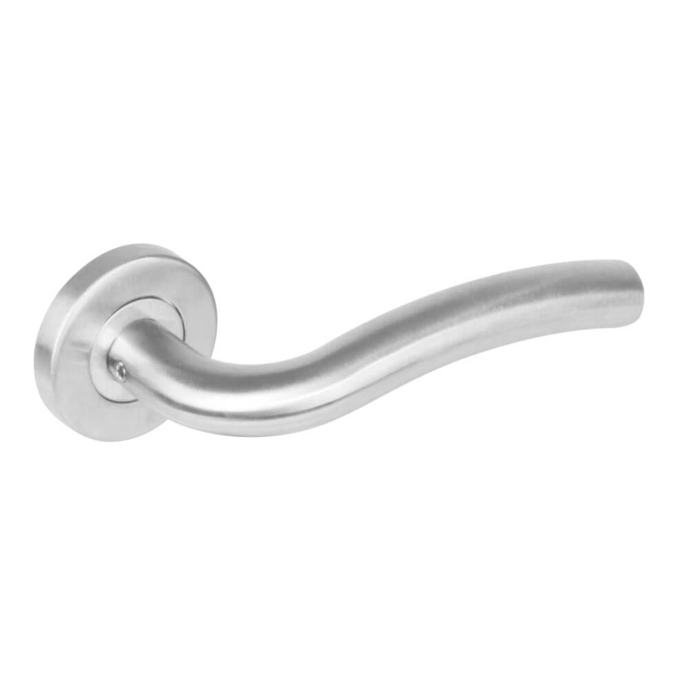 Door handle Lisa rosette with ridge stainless steel