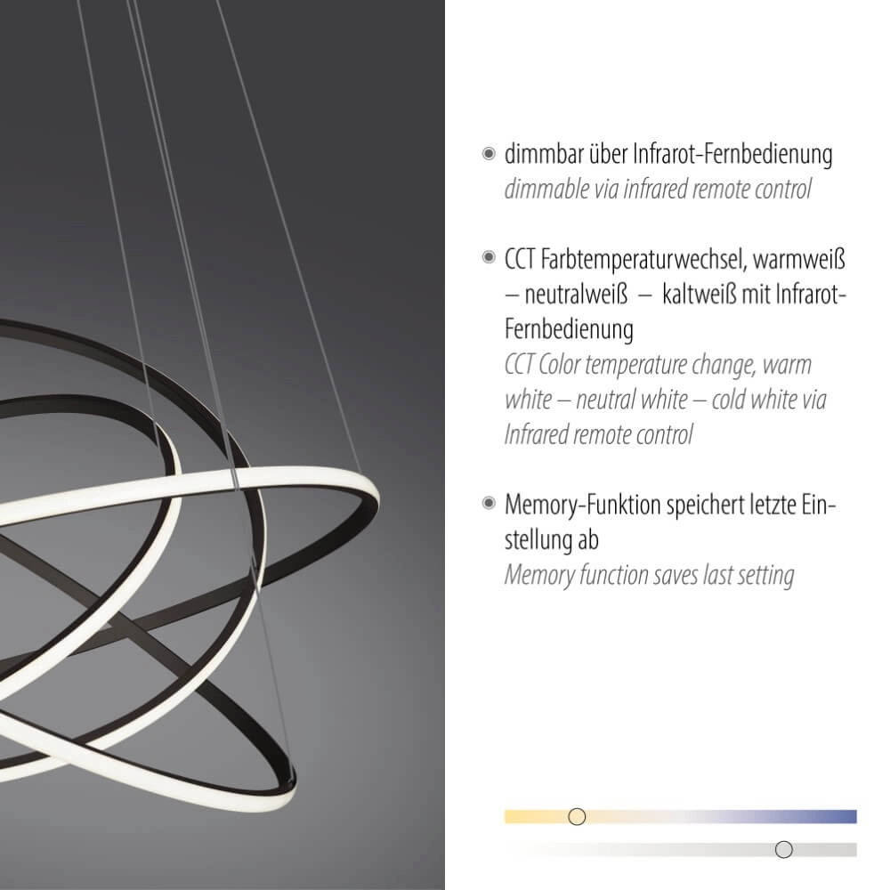 Modern pendant lamp Tessara anthracite Paul Neuhaus 4012248372654