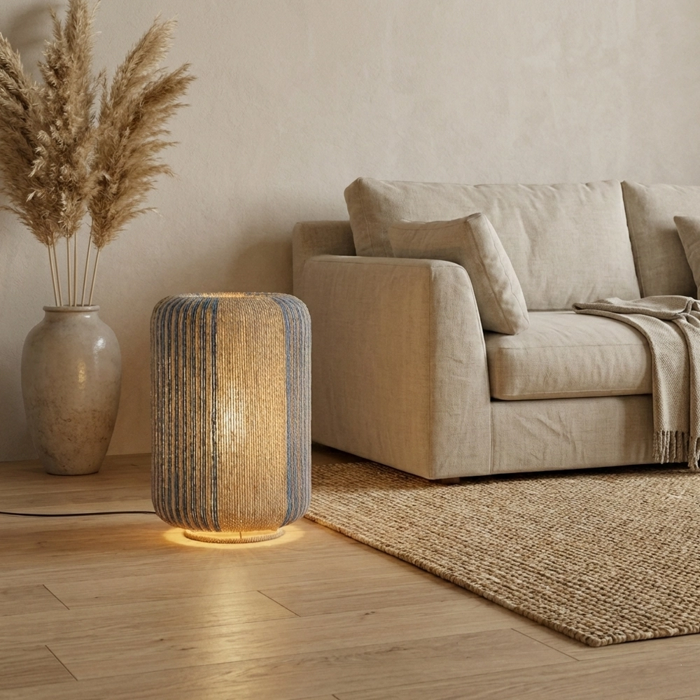 Table lamp Abby Ø 33cm brown with blue