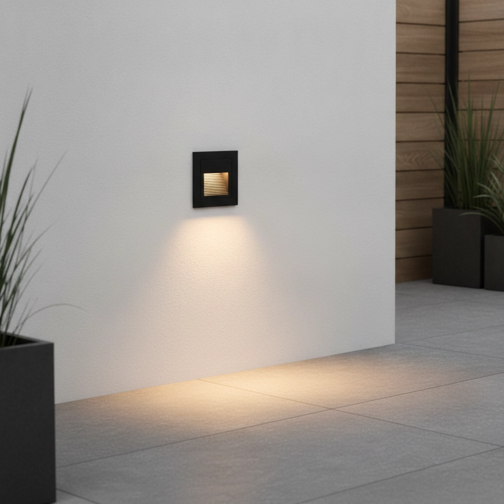 Square recessed light Polka black