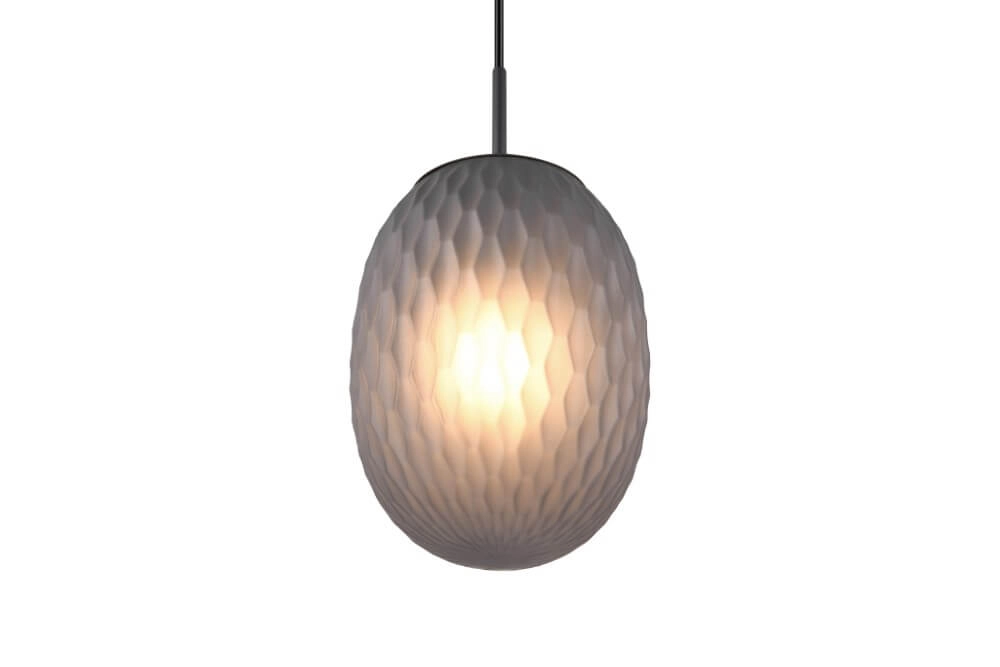 Glass pendant lamp Facette with ribbed smoke glass Trio 4017807616828