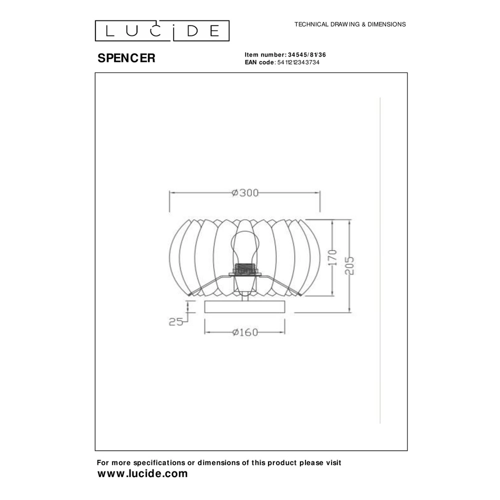 Table lamp Spencer grey Lucide 5411212343734