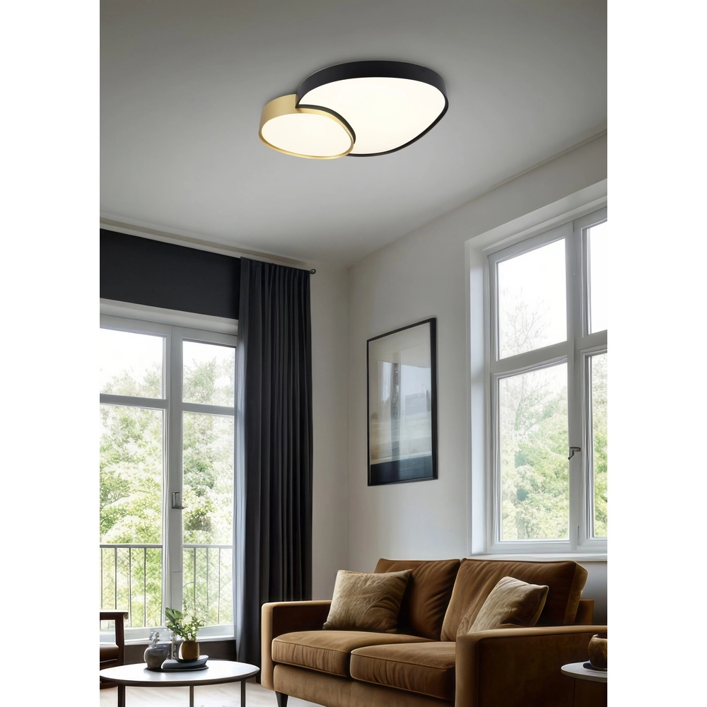 Organic ceiling light Rise 77cm black with gold Trio 4017807600629