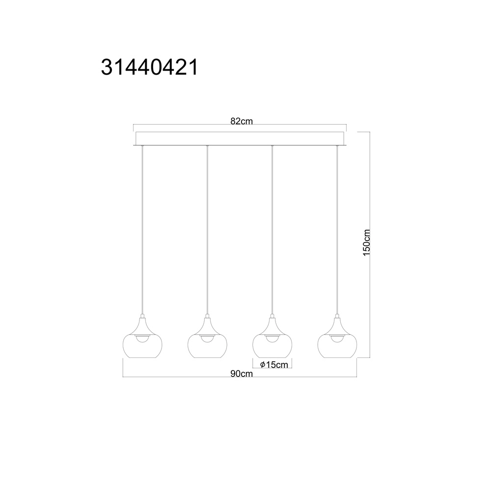 Design pendant lamp Lui 4-light nickel Globo 9007371592593