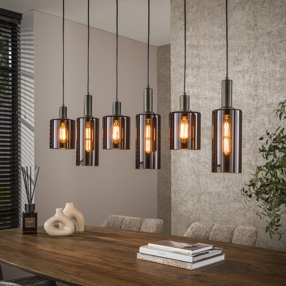 Dining table pendant lamp Sepiora Sienna brown - dark glass Lyora 8716803513457