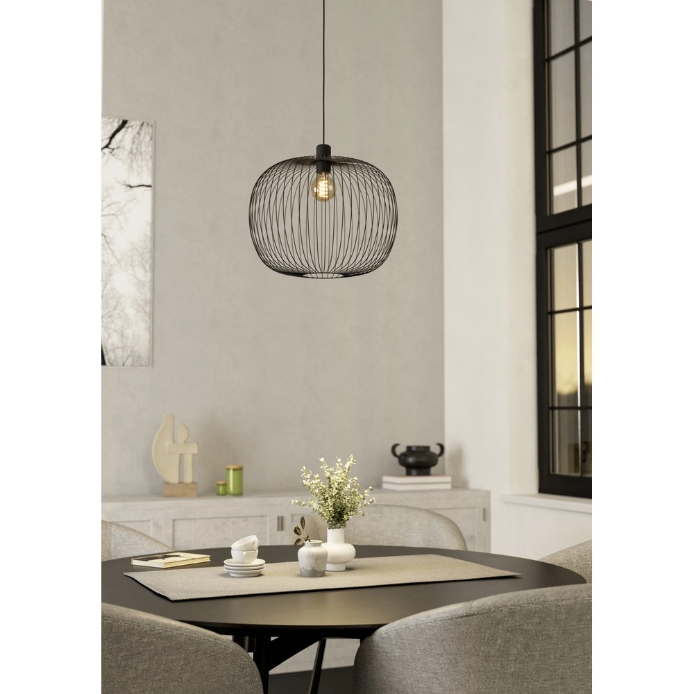 Wire pendant lamp Lodods black Ø 45cm Eglo 9008606390267