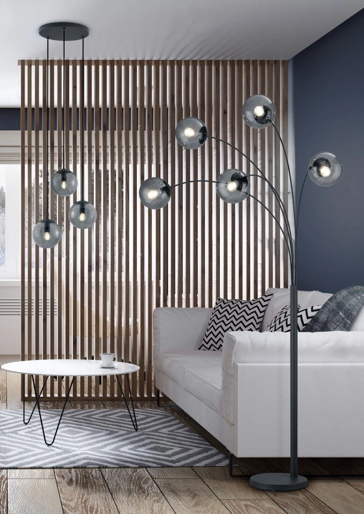 Vide pendant lamp Balini black with smoke glass Trio 4017807468625