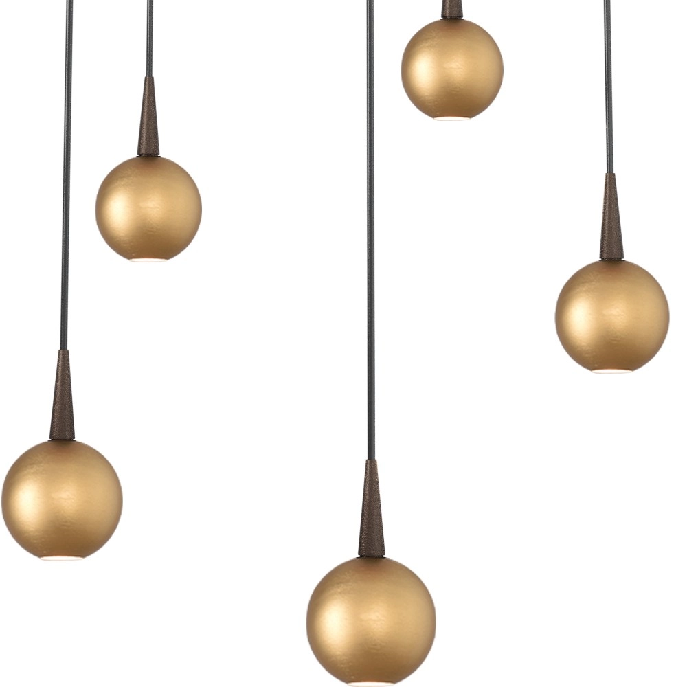 5-light pendant lamp Talana cocoa brown with gold Ø 35cm DTW Masterlight 8718121427126