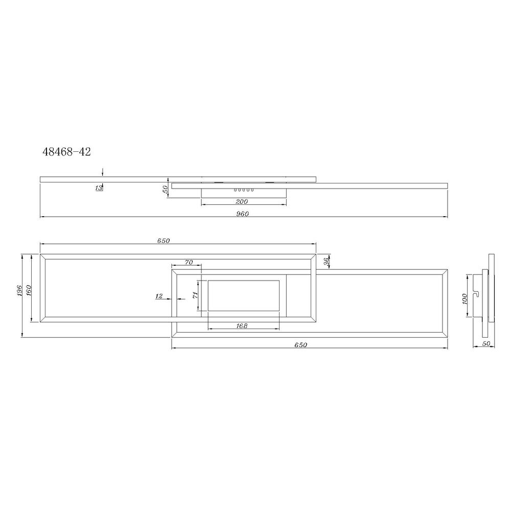 Modern ceiling lamp Saunders black rectangle Globo 9007371478354