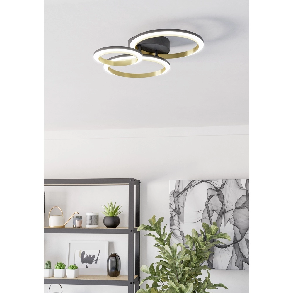 Ceiling led lamp Calliera round - black with gold Eglo 9008606316120