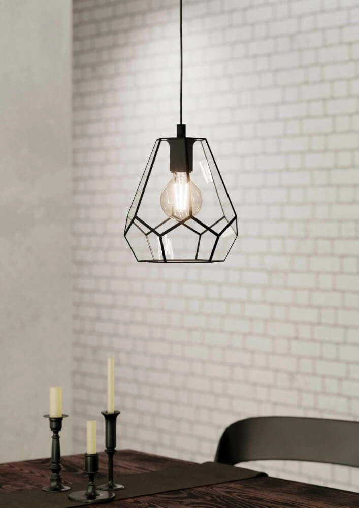 Pendant lamp Mardyke black with glass Eglo 9002759436438