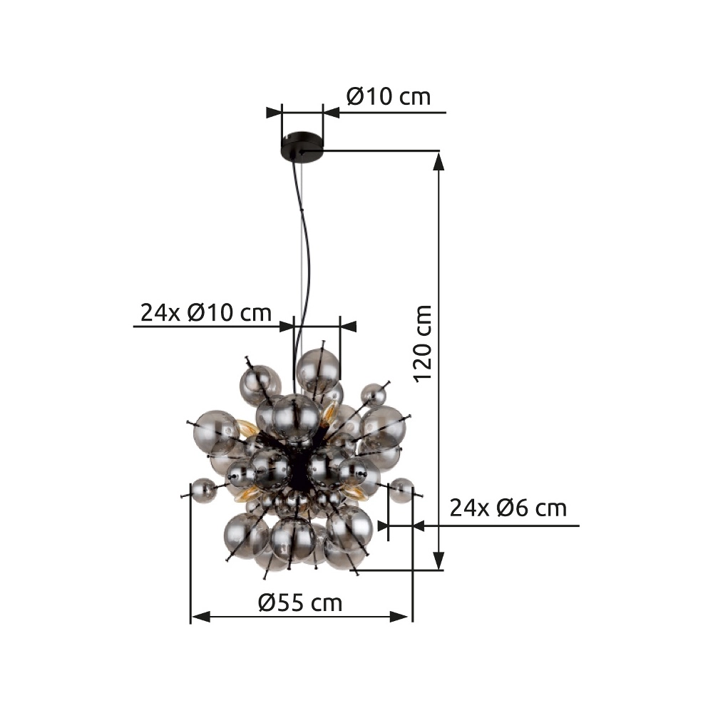 Unique pendant lamp Udo smoke glass Ø 55cm Globo 9007371452637