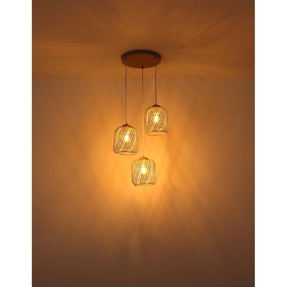 3-light pendant lamp Dichti round sand brown Globo 9007371528356