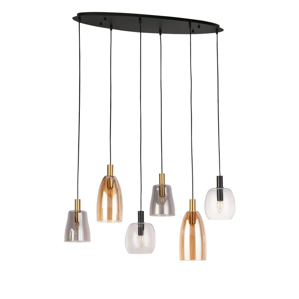 6-light hanging lamp Divine multiple colors of glass Searchlight 5053423250656
