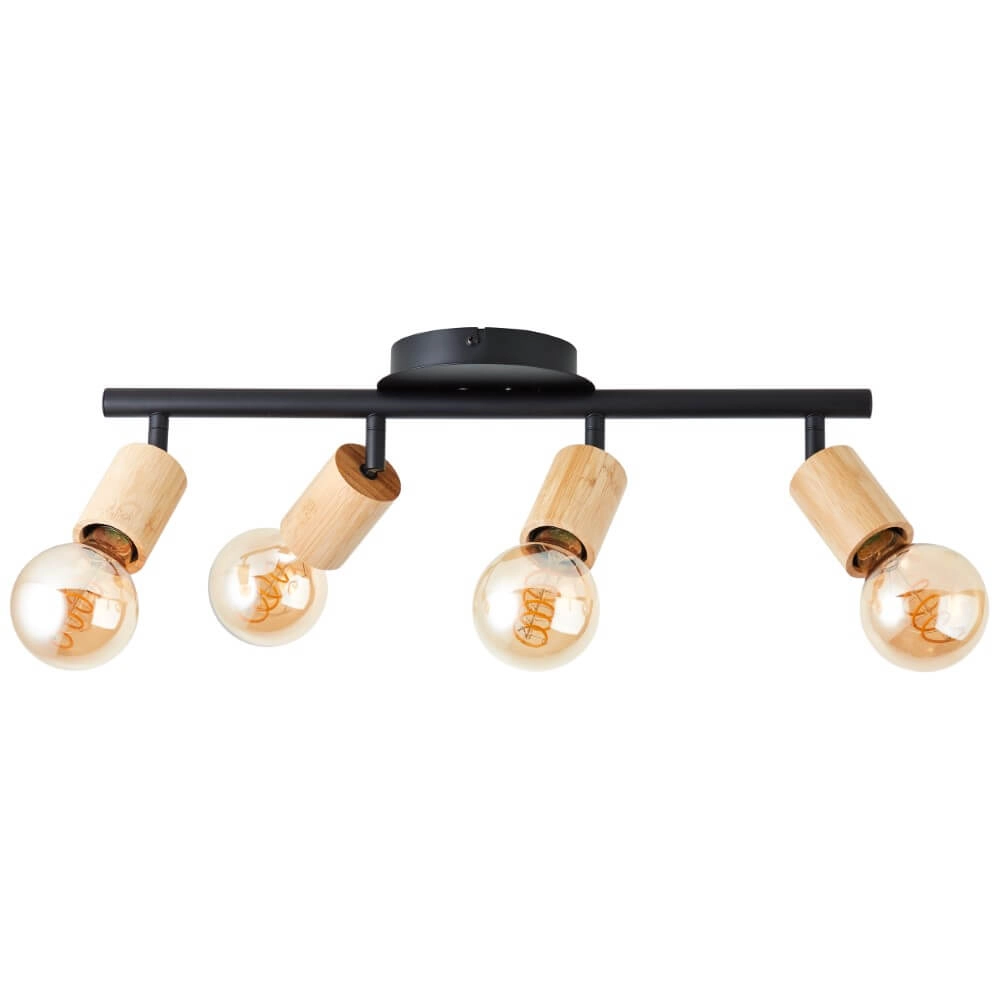 4-light ceiling lamp Tiffany black with wood Brilliant 4004353406492