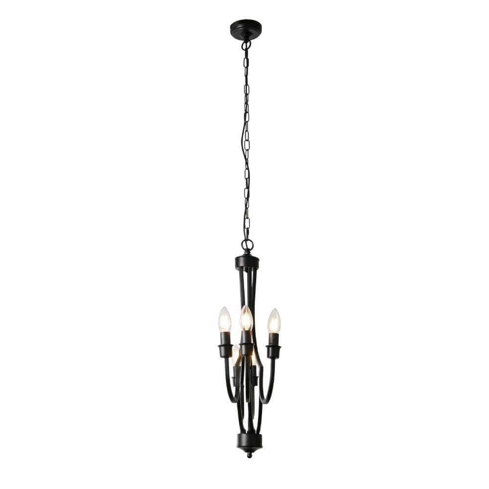 Classic pendant lamp Lodge 5-light black Searchlight 5053423242200