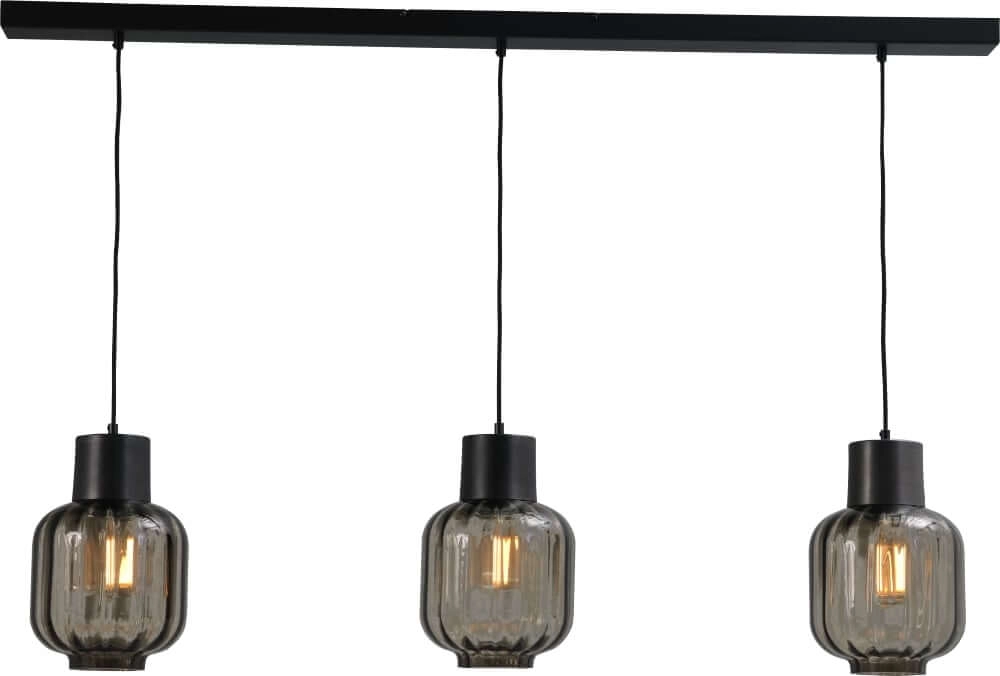 Dining room hanging lamp Lett lll 28 3-light with smoke glasses
