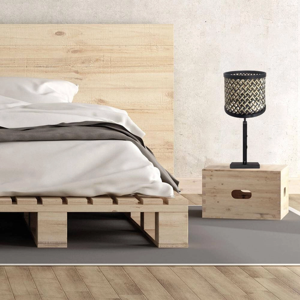 Table lamp Stang black with bamboo shade Steinhauer 8712746172065